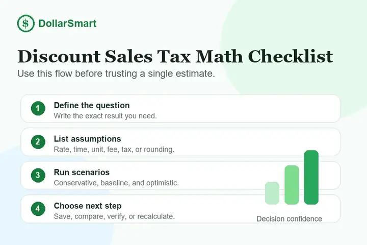 discount sales tax math checklist infographic