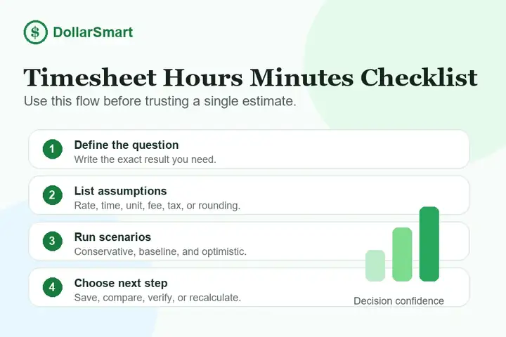 timesheet hours minutes checklist infographic